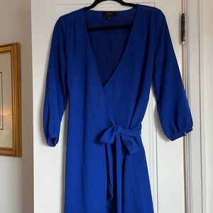 J. Crew Cobalt Blue Long Sleeve Wrap Dress